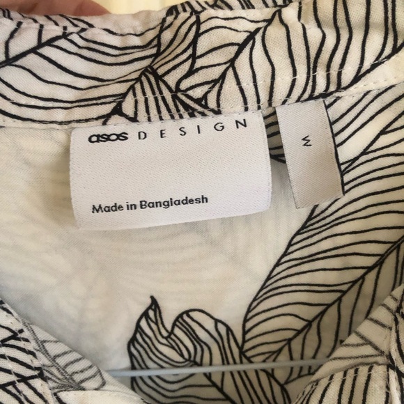 ❤️ASOS Design Shirt in Leaf Scribble Print Short Sleeve Shirt Black and White M - Picture 7 of 10